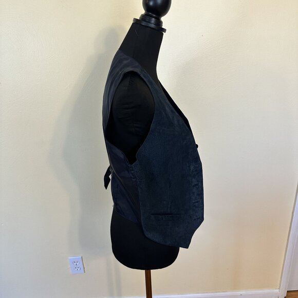 Mens Greatland Dark Blue Suede Vest Small Star Buttons - Picture 10 of 10